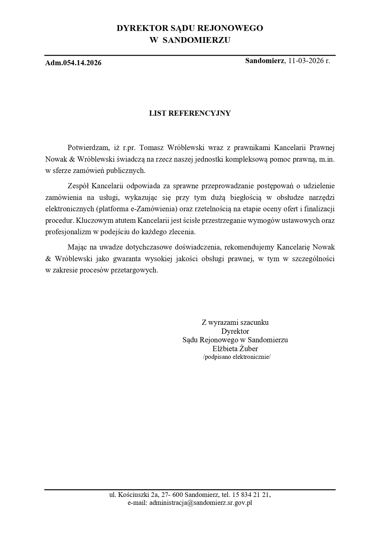 List referencyjny SR S-rz